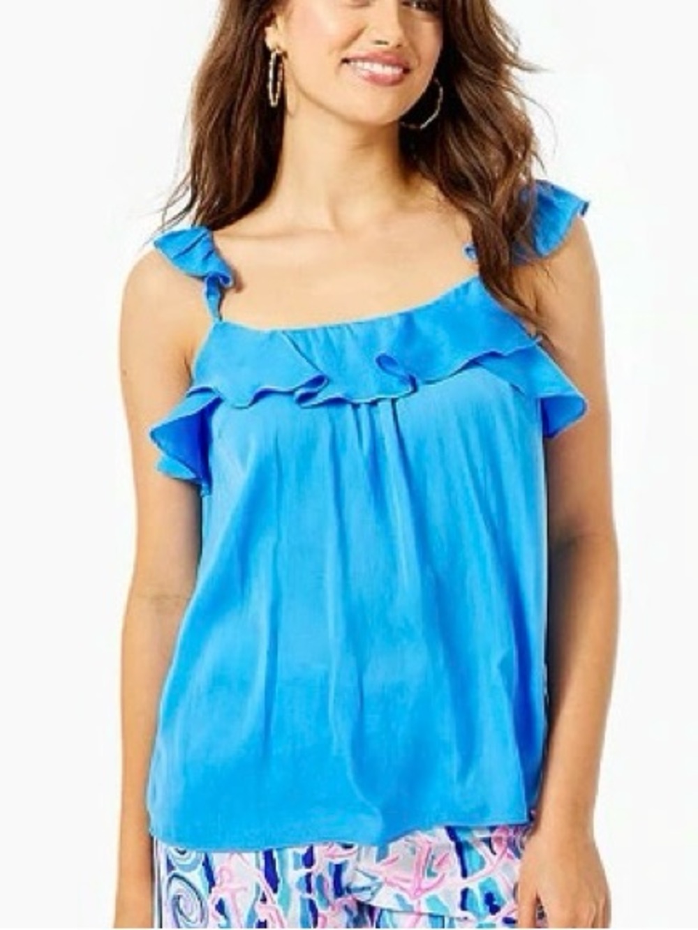 Lilly Pulitzer Cailee Blue Ruffle Tank Top